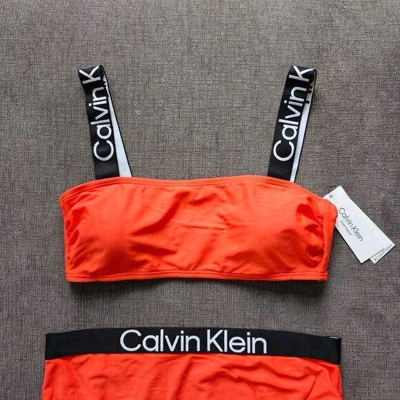 Calvin Klein Women's Logo Elastic Top & Bottom Bikini 2 Piece Set Size Large - Picture 8 of 16